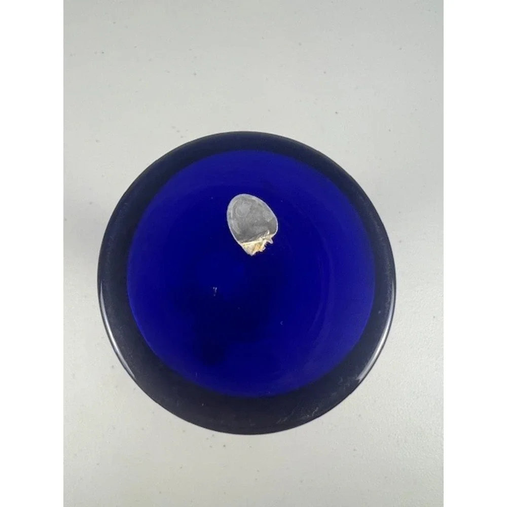 Vintage Cobalt Blue Bohemian Czech Hand Painted Bud Vase  Gold Trimmed ‎ Decor